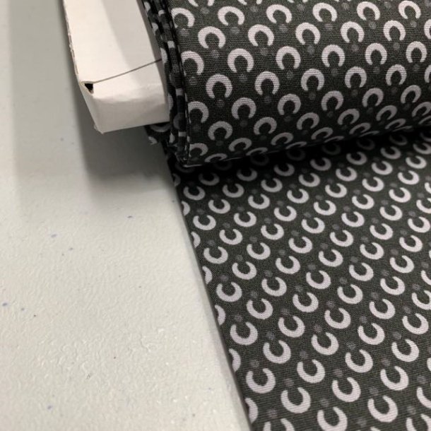 Bomuldspoplin i gr med cirkel mnster - pr. 0,25 meter