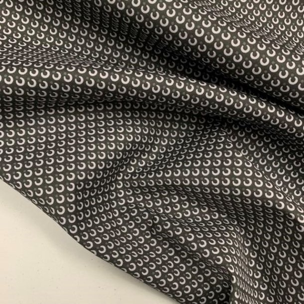 Bomuldspoplin i gr med cirkel mnster - pr. 0,25 meter