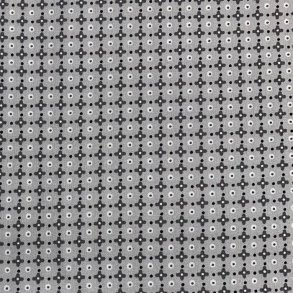 Bomuldspoplin i gr med grt mnster - pr. 0,25 meter