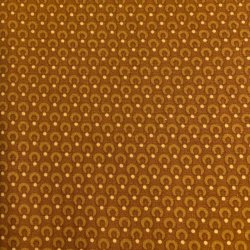 Bomuldspoplin i karrygul med cirkel mnster - pr. 0,25 meter