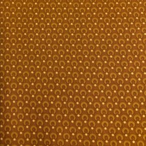 Bomuldspoplin i karrygul med cirkel mnster - pr. 0,25 meter