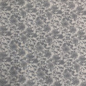 Bomuldspoplin i lysegr med blomster - pr. 0,25 meter