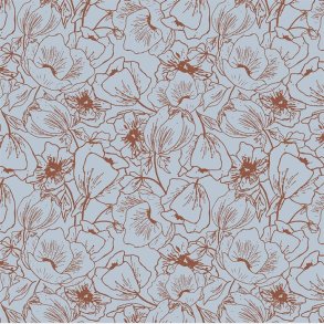 Bomuld - kollektion Wallflower, Anemones i Powder Blue fra Cotton + Steel - pr. 0,25 meter 