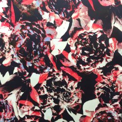 Bomuldsstof med smukke dystre bonderoser - pr. 0,25 meter