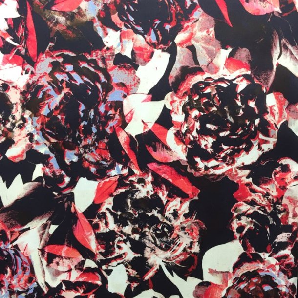 Bomuldsstof med smukke dystre bonderoser - pr. 0,25 meter