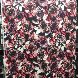 Bomuldsstof med smukke dystre bonderoser - pr. 0,25 meter