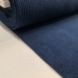 Bredriflet bomuldsfljl i mrkebl - pr. 0,25 meter