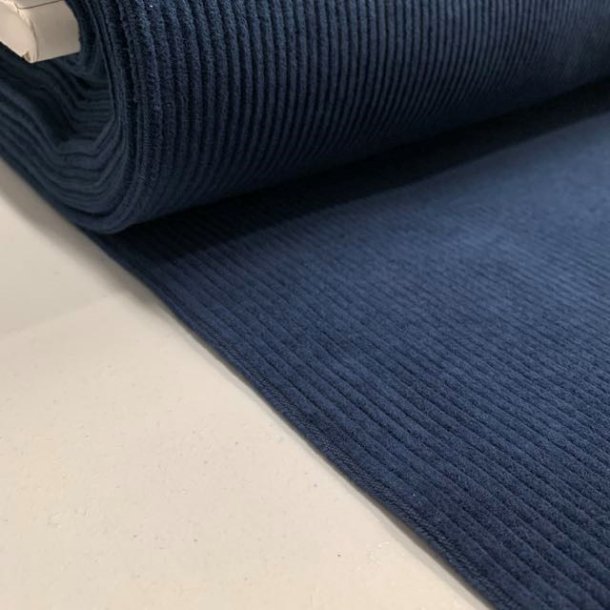 Bredriflet bomuldsfljl i mrkebl - pr. 0,25 meter