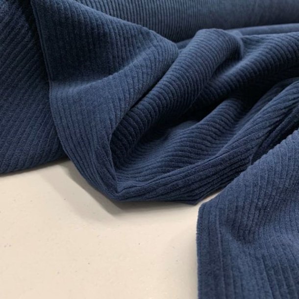 Bredriflet bomuldsfljl i mrkebl - pr. 0,25 meter