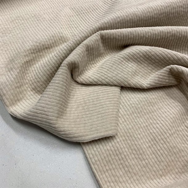 Bredriflet bomuldsfljl i sandfarve - pr. 0,25 meter