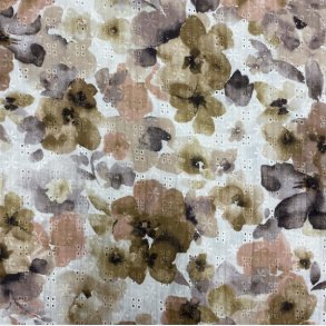 Broderie anglaise med blomster - pr. 0,25 meter 