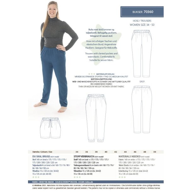 Bukser med skrlommer - MiniKrea mnster 70360