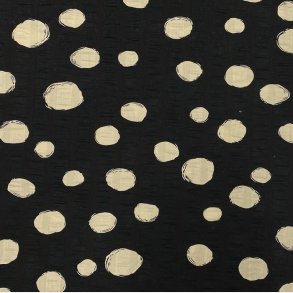 Crepet bomuld i sort med prikker - pr. 0,25 meter 