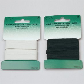 Elastik i hvid eller sort med knaphuller - 18 mm bred