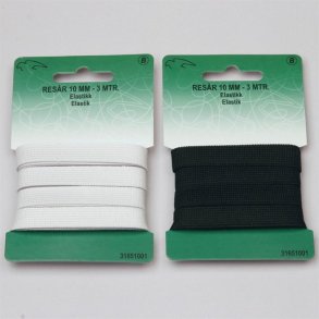 Elastik i hvid eller sort - 10, 14, 18, 25 eller 30 mm bred
