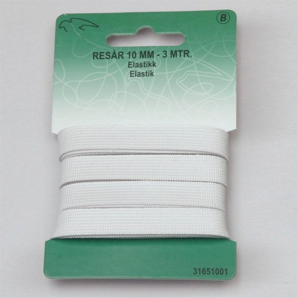 Elastik i hvid eller sort - 10, 14, 18, 25 eller 30 mm bred