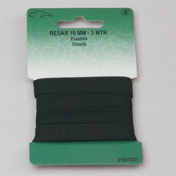 Elastik i hvid eller sort - 10, 14, 18, 25 eller 30 mm bred