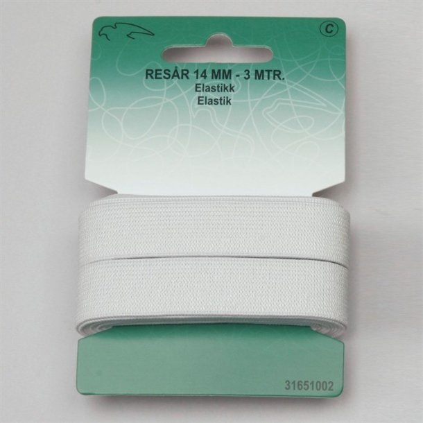 Elastik i hvid eller sort - 10, 14, 18, 25 eller 30 mm bred