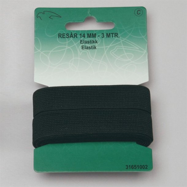Elastik i hvid eller sort - 10, 14, 18, 25 eller 30 mm bred