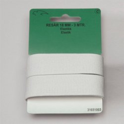 Elastik i hvid eller sort - 10, 14, 18, 25 eller 30 mm bred