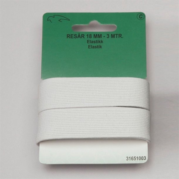 Elastik i hvid eller sort - 10, 14, 18, 25 eller 30 mm bred