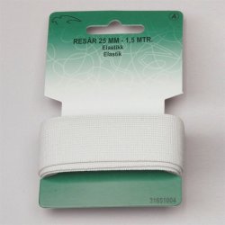 Elastik i hvid eller sort - 10, 14, 18, 25 eller 30 mm bred