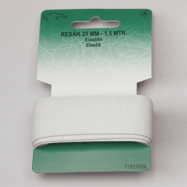 Elastik i hvid eller sort - 10, 14, 18, 25 eller 30 mm bred