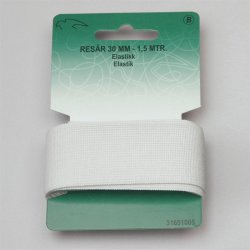 Elastik i hvid eller sort - 10, 14, 18, 25 eller 30 mm bred