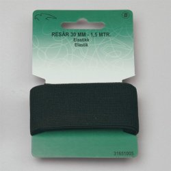 Elastik i hvid eller sort - 10, 14, 18, 25 eller 30 mm bred