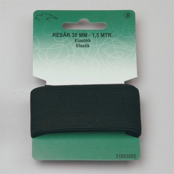 Elastik i hvid eller sort - 10, 14, 18, 25 eller 30 mm bred