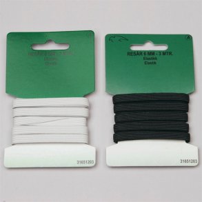 Elastik i hvid eller sort - 6 mm bred