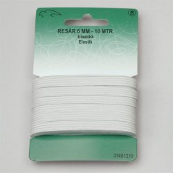 Elastik i hvid eller sort - 6 mm bred