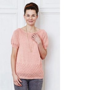 T-shirt top med blondekanter - strikkekit med Elise garn by Permin
