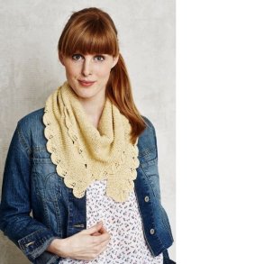 Retstrikket sjal med bladkant - strikkekit med Elise garn by Permin