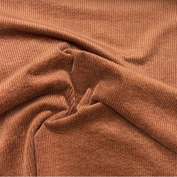 Bredriflet bomuldsfljl i varm brun - pr. 0,25 meter