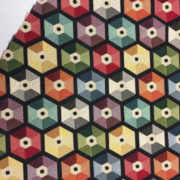 Gobelin med farverige sekskanter - pr. 0,25 meter