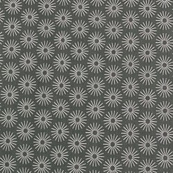 Gr bomuldslrred med hvide blomster - pr. 0,25 meter