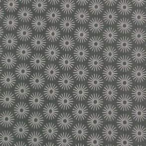 Gr bomuldslrred med hvide blomster - pr. 0,25 meter