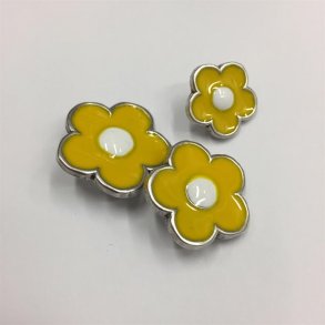 Gul blomster metalknap, 3 st�rrelser 