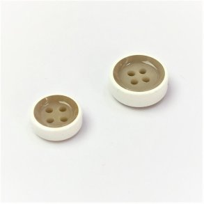 Hvid-beige knap - 13 mm � pr. stk