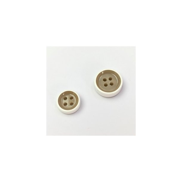 Hvid-beige knap - 13 mm  pr. stk