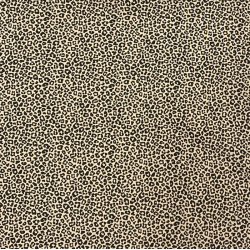 Bomuldsjersey i beige med sorte leopardpletter - pr. 0,25 meter.