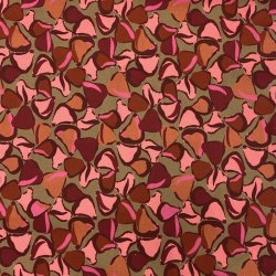 V�vet bomuld med str�k i camel med smukt print - pr. 0,25 meter.