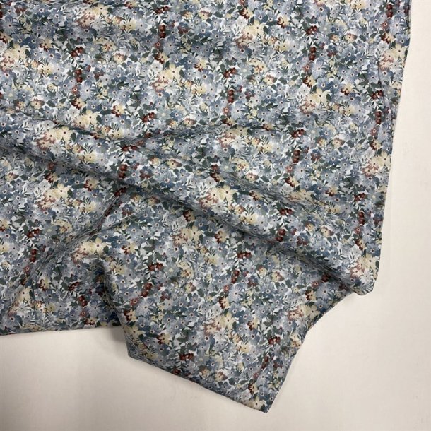 �kologisk bomuldsl�rred med sm� fine blomster i d�mpede nuancer - pr. 0,25 meter. 