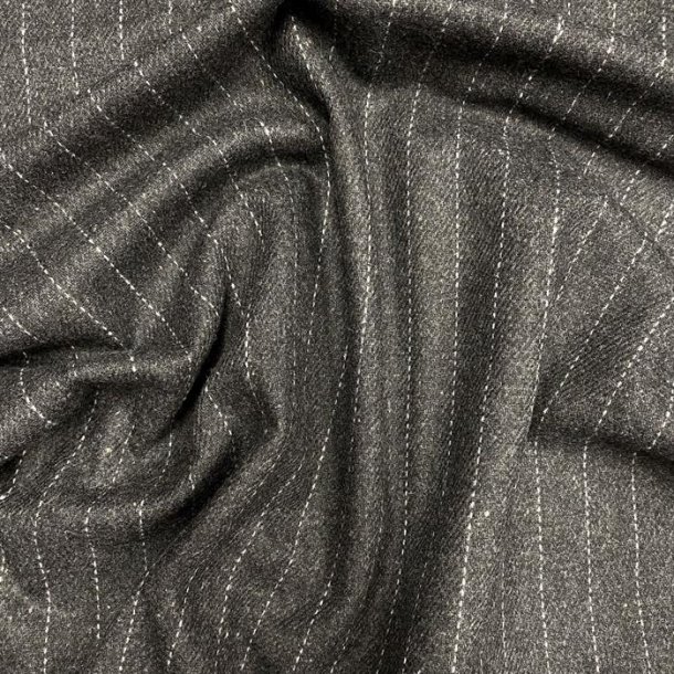 Stribet uld med polyester i koksgr - pr. 0,25 meter