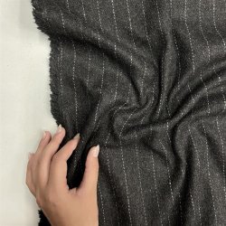 Stribet uld med polyester i koksgr - pr. 0,25 meter