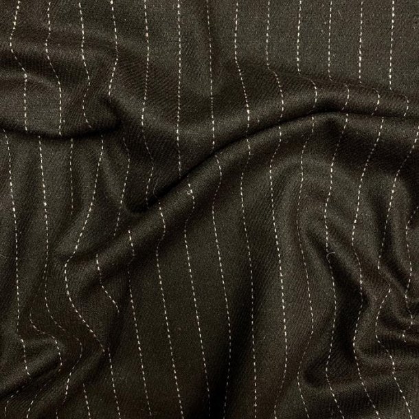 Stribet uld med polyester i brun - pr. 0,25 meter