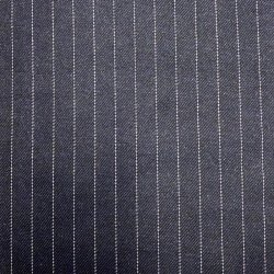 Stribet uld med polyester i bl - pr. 0,25 meter 