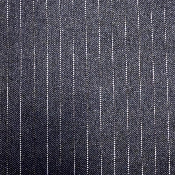 Stribet uld med polyester i bl - pr. 0,25 meter 