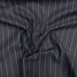 Stribet uld med polyester i bl - pr. 0,25 meter 